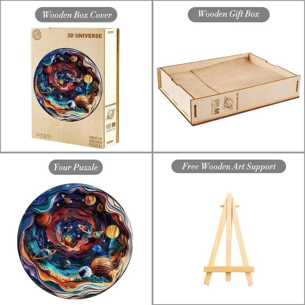 3D Wooden Jigsaw Puzzle Adults 100 Piece Universe Unique Shape Brain Teaser Toy